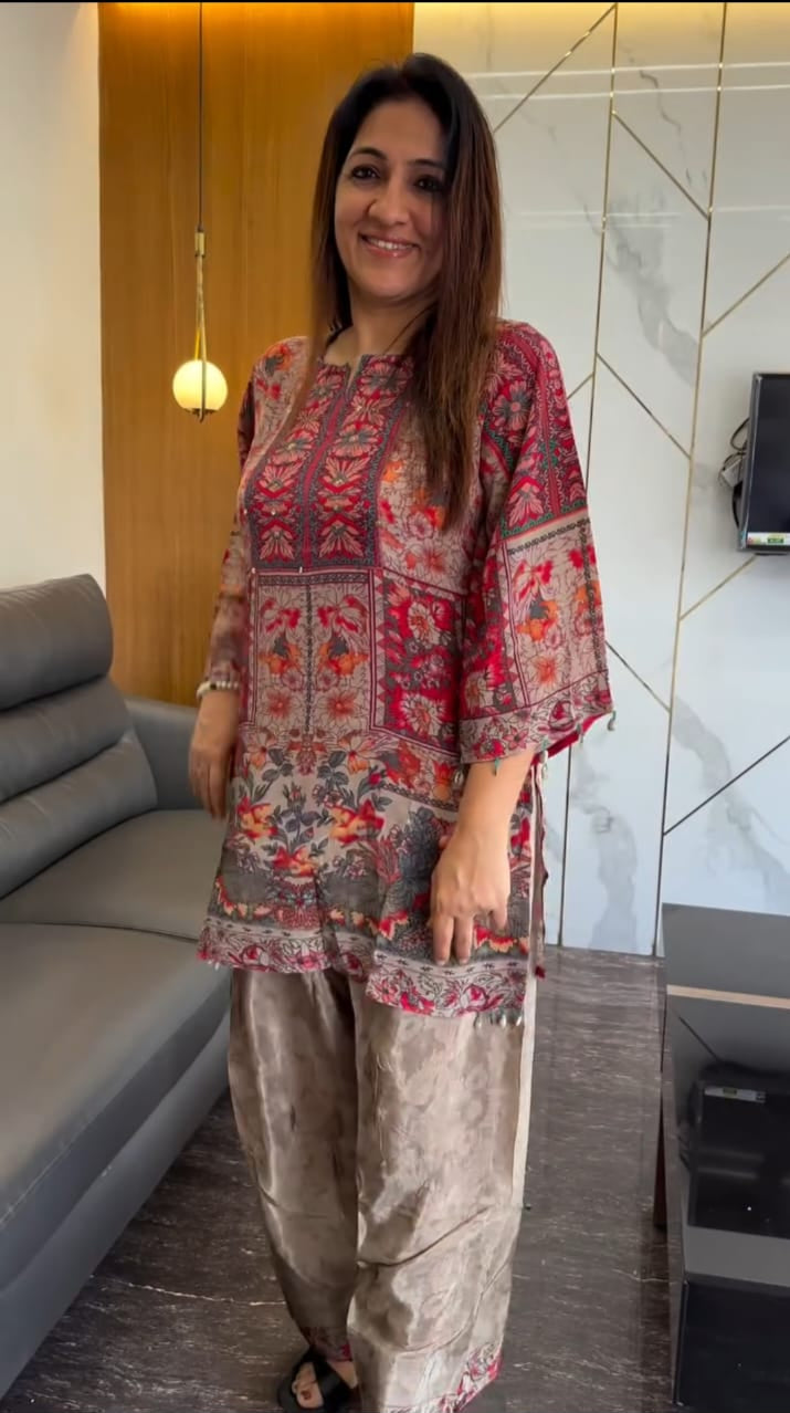 Maahi Pure Crepe Kurta with Farshi Salwar Set