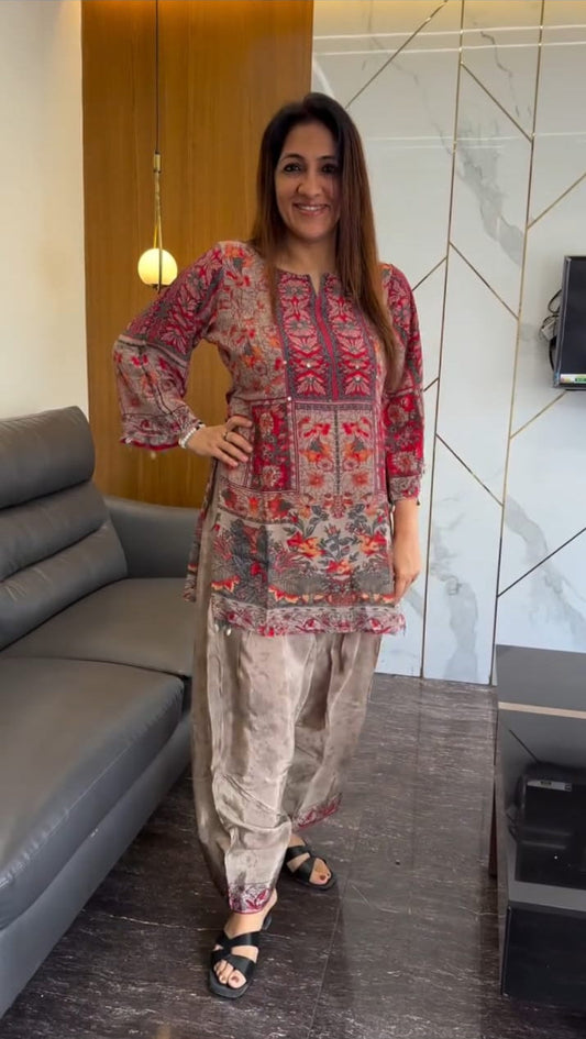 Maahi Pure Crepe Kurta with Farshi Salwar Set