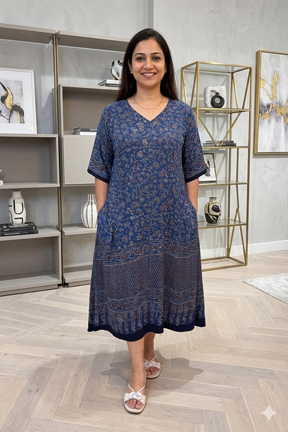 Anamika Summer Special Ajrakh Print Kaftan Dress