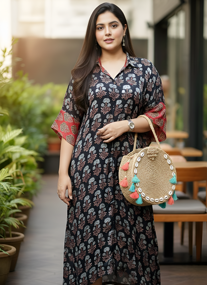 Ahaana Modal Silk Kaftan Dress
