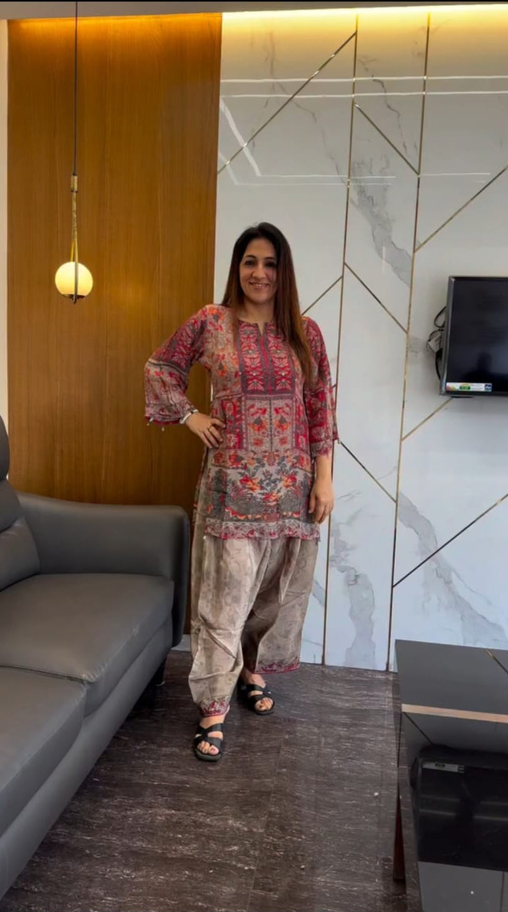 Maahi Pure Crepe Kurta with Farshi Salwar Set