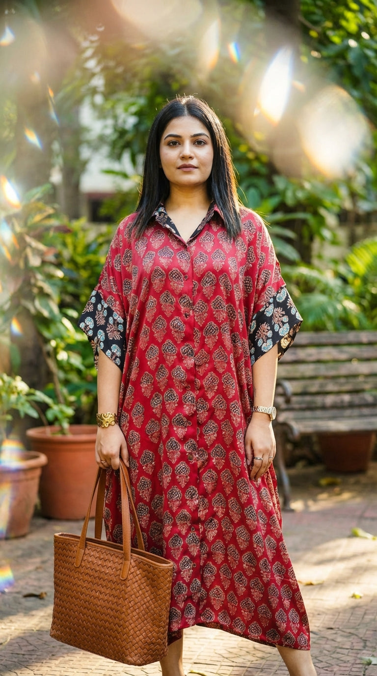 Ahaana Modal Silk Kaftan Dress