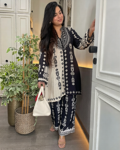 MonaLisa Cotton Co-Ord Set with Delicate Embroidery & Lace detailing